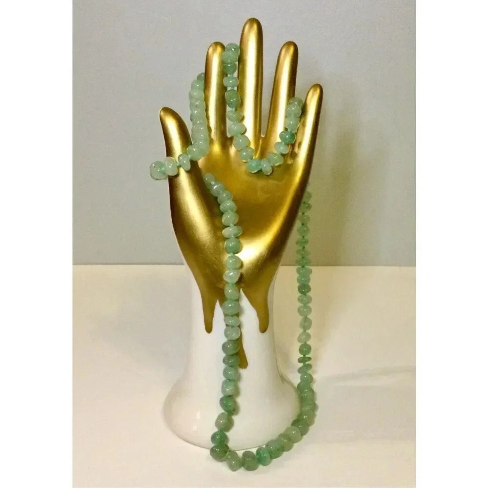 Vintage Womens Green Single Strand Faceted Long‎ Beaded Necklace Fashion Jewelry